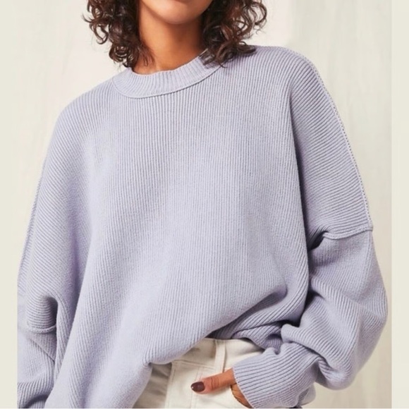Free People Knit Periwinkle Easy Street Tunic Crewneck Sweater Pullover Size XS - Picture 1 of 11